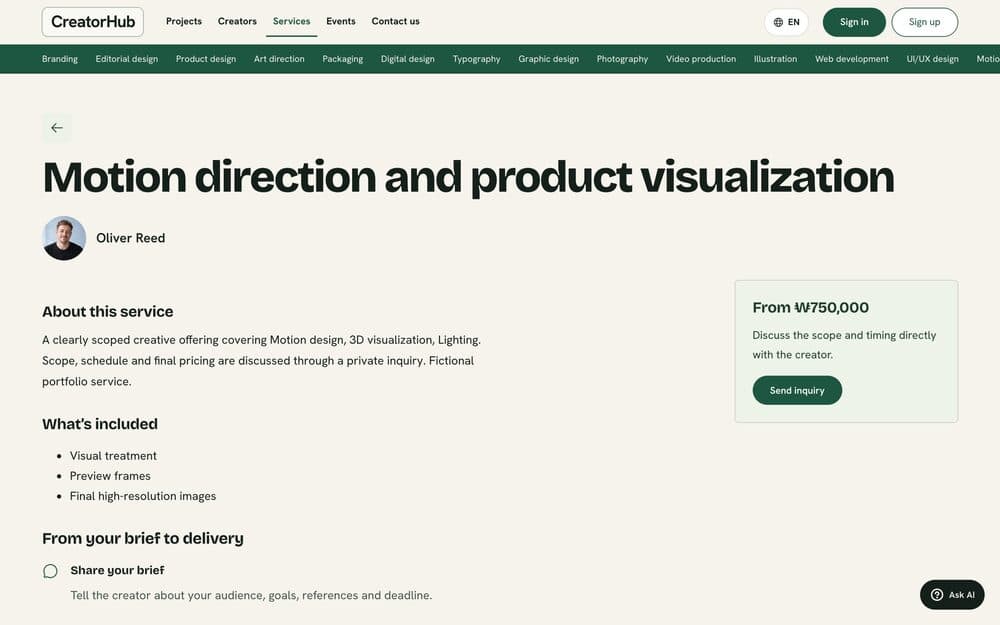Service page